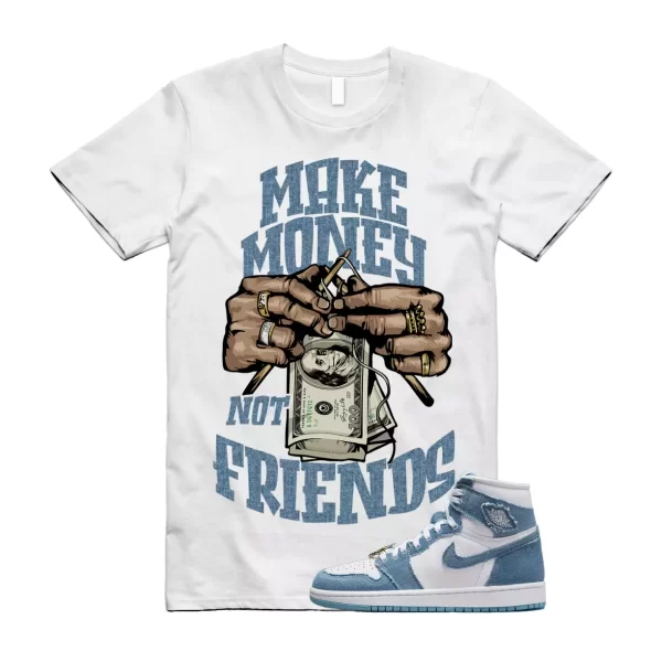 MM T Shirt to match Jordan 1 High OG Denim Worn Blue Metallic Gold Chile Red Jezsport.com