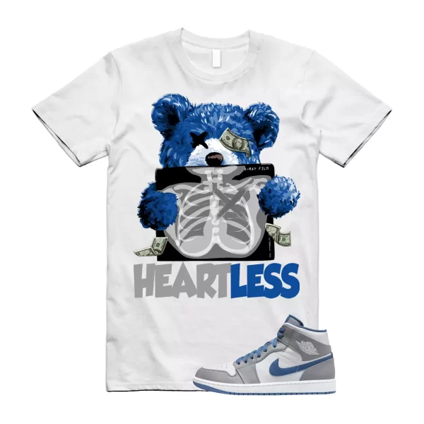 HEART T Shirt to match Air Jordan 1 Mid True Blue Cement Grey White Jezsport.com