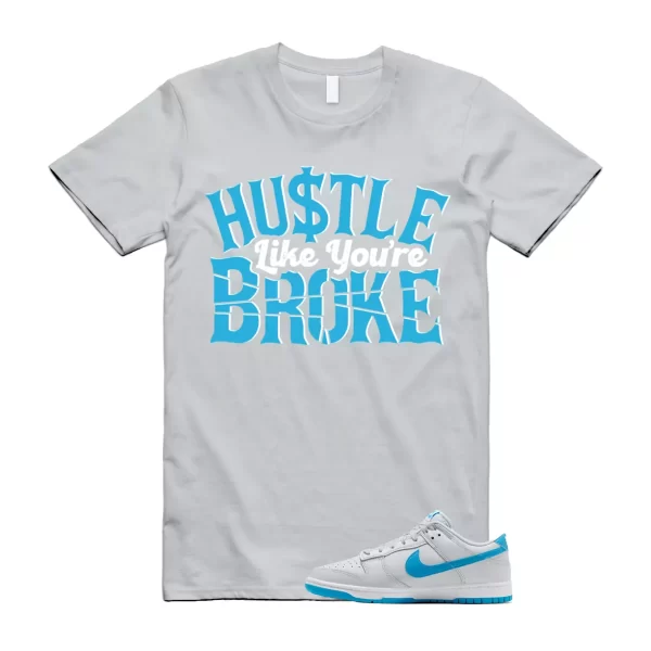 BROKE T Shirt to match N Dunk Low Retro Pure Platinum Blue Grey Lightning White Jezsport.com