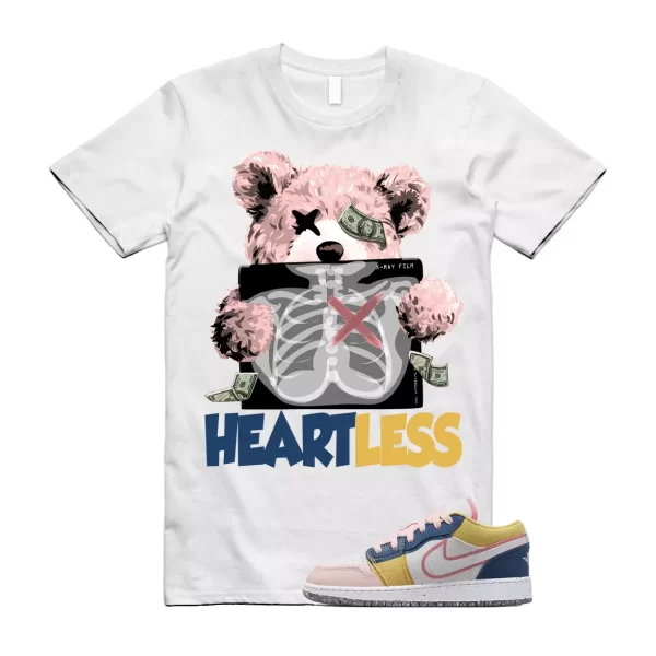 HEART T Shirt to match Air Jordan 1 Low GS Multi Canvas Coral Chalk French Blue Jezsport.com