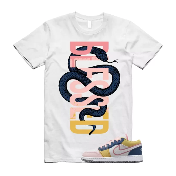 SNAKEB T Shirt to match Air Jordan 1 Low GS Multi Canvas Coral Chalk French Blue Jezsport.com