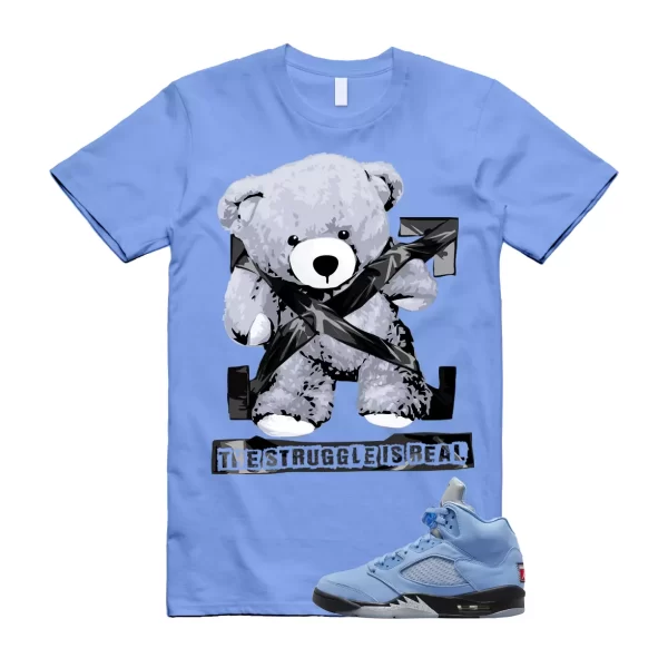 STRUG T Shirt to match Air Jordan 5 UNC University Blue Carolina MJ Black White Jezsport.com