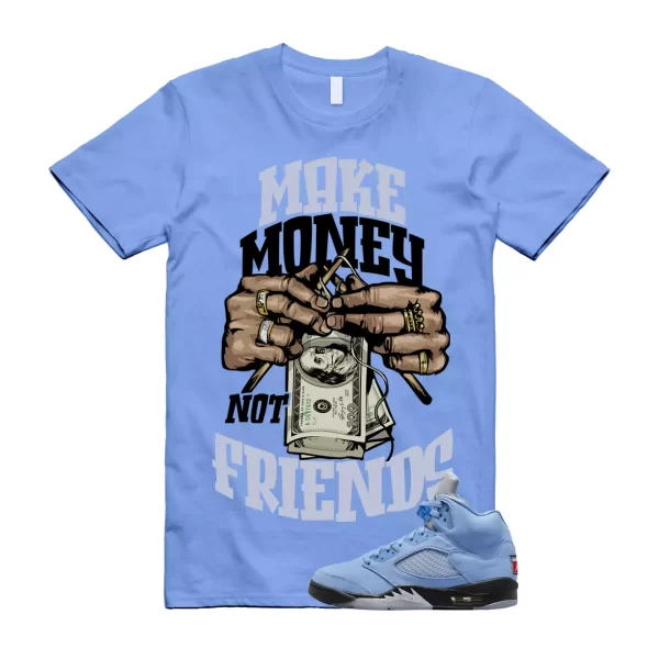 MM T Shirt to match Air Jordan 5 UNC University Blue Carolina MJ Black White Jezsport.com