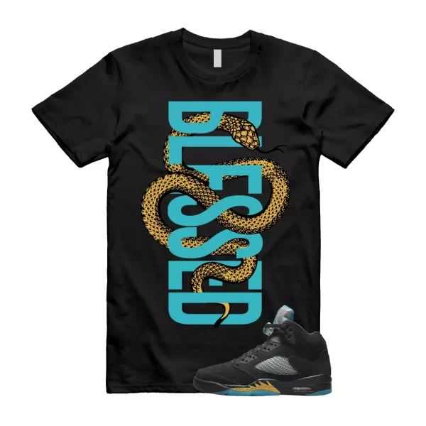 SNAKEB Shirt to match Air Jordan 5 Aqua Retro Taxi Black Aquatone Hornets Yellow Jezsport.com