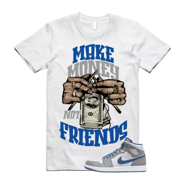 MM T Shirt to match Air Jordan 1 Mid True Blue Cement Grey White Jezsport.com