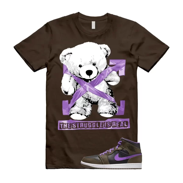 STRUG T Shirt to match Air Jordan 1 Mid Palomino Purple Mocha Wild Berry Black Jezsport.com