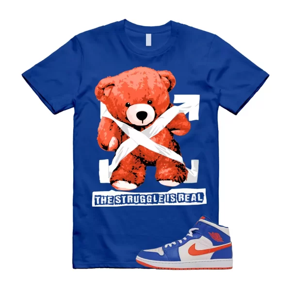 STRUG Shirt to match Air Jordan 1 Mid Knicks Sail Game Royal Rush Orange Phantom ,FD1029-400 Jezsport.com