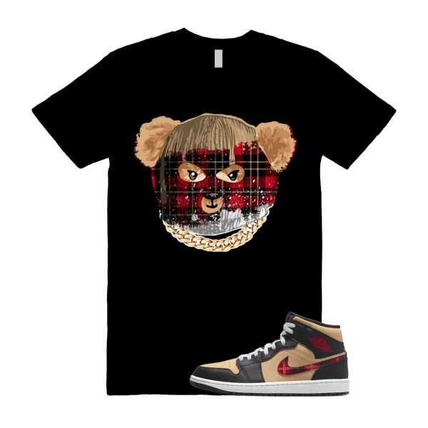 SKI T Shirt to match Mid Tartan Tan Black Red Plaid Sesame Fire Red Jezsport.com