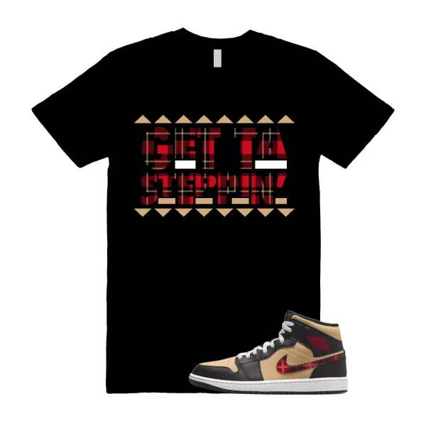 GET T Shirt to match Mid Tartan Tan Black Red Plaid Sesame Fire Red Jezsport.com