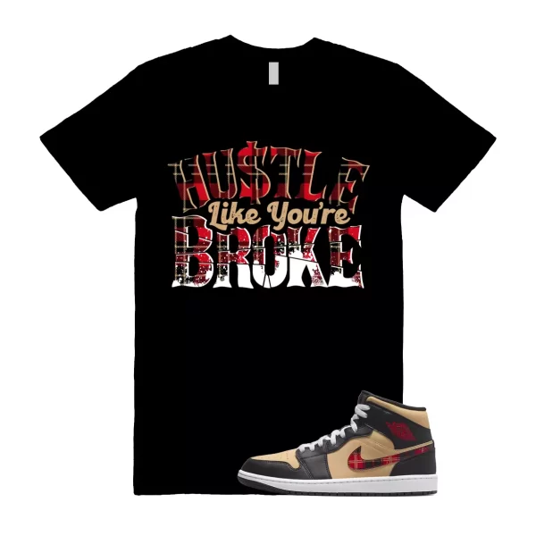 BROKE T Shirt to match Mid Tartan Tan Black Red Plaid Sesame Fire Red Jezsport.com