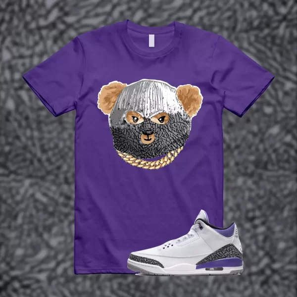 SKI Shirt match Jordan 3 Dark Iris Cement Grey Elephant Varsity Court Purple Jezsport.com