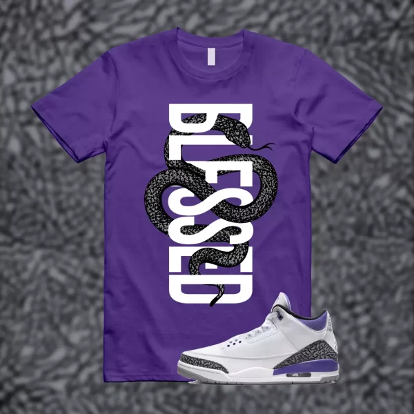 SNAKE Shirt match Jordan 3 Iris Cement Grey Elephant Varsity Court Purple Jezsport.com