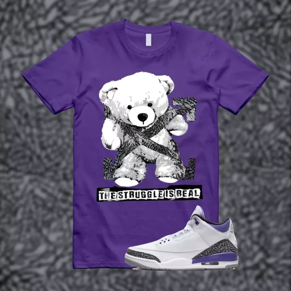 STRUG Shirt match Jordan 3 Iris Cement Grey Elephant Varsity Court Purple Jezsport.com