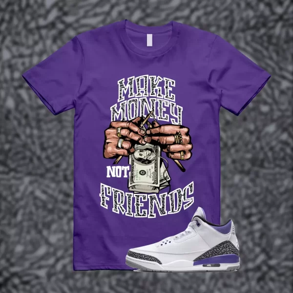 MM Shirt match Jordan 3 Iris Cement Grey Elephant Varsity Court Purple Jezsport.com