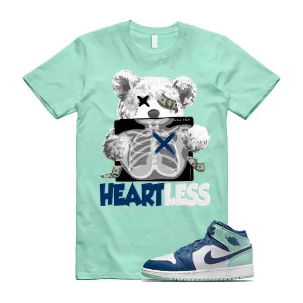 Mystic Mint Foam 1 Navy Blue T Shirt Match HEART Jezsport.com