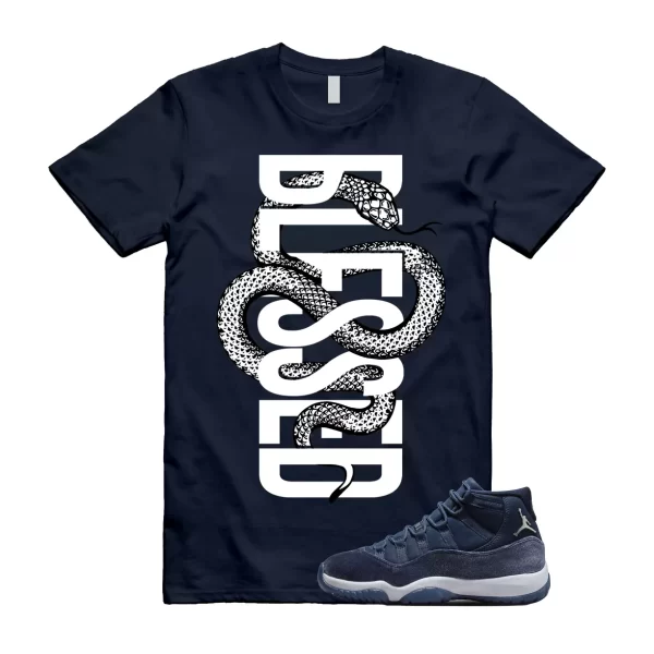 SNAKE Shirt to match Jordan 11 Midnight Navy Metallic Silver Georgetown Trainer Jezsport.com