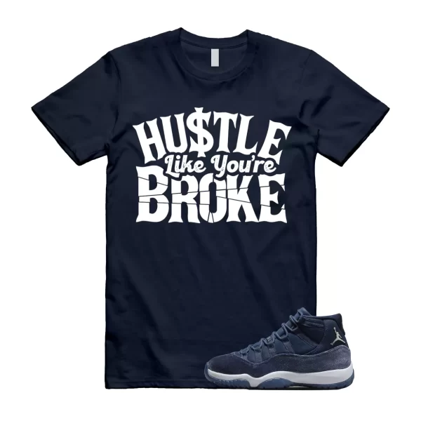 BROKE Shirt to match Jordan 11 Midnight Navy Metallic Silver Georgetown Trainer Jezsport.com