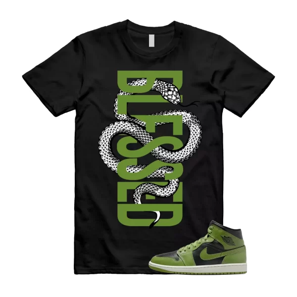 SNAKE Shirt to match Jordan 1 Mid Altitude Green Heather Sail Mean Electric Jezsport.com