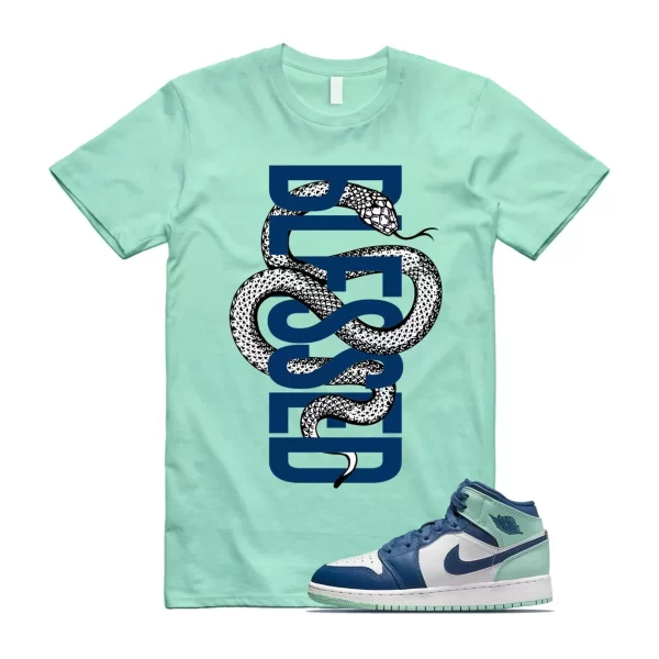 Mystic Mint Foam 1 Navy Blue T Shirt Match SNAKEB Jezsport.com