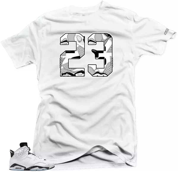 Shirt To Match Jordan 6 Retro Reverse Oreo-The 23 Gray. White Tees Jezsport.com