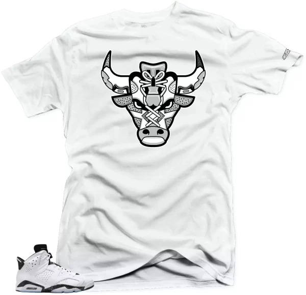 Shirt To Match Jordan 6 Retro Reverse Oreo-The Bull Gray. White Tees Jezsport.com