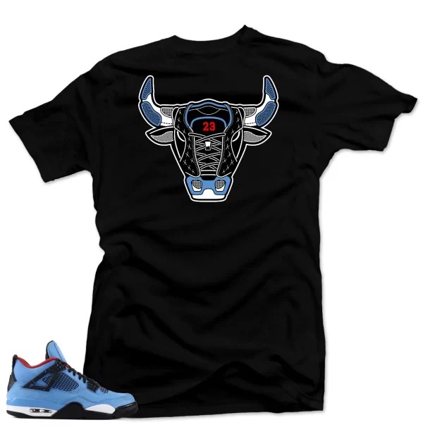 Shirt to Match Jordan 4 Cactus Jack Sneakers.Bull 4 Black Tee Jezsport.com