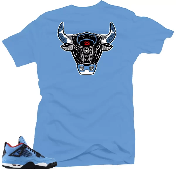 Shirt to Match Jordan 4 Cactus Jack Sneakers. Bull 4 Blue Tee Jezsport.com