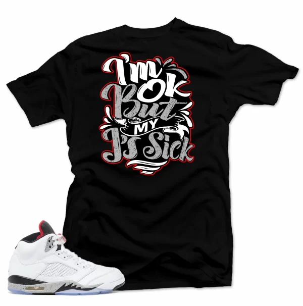 Shirt to match Air Jordan Cement Retro 5 Cement sneakers. Sick J's Black tee Jezsport.com