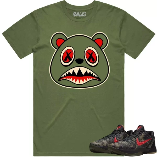 Kobe 6 Italian Camo 6s Shirt to Match - OLIVE BAWS BEAR Jezsport.com