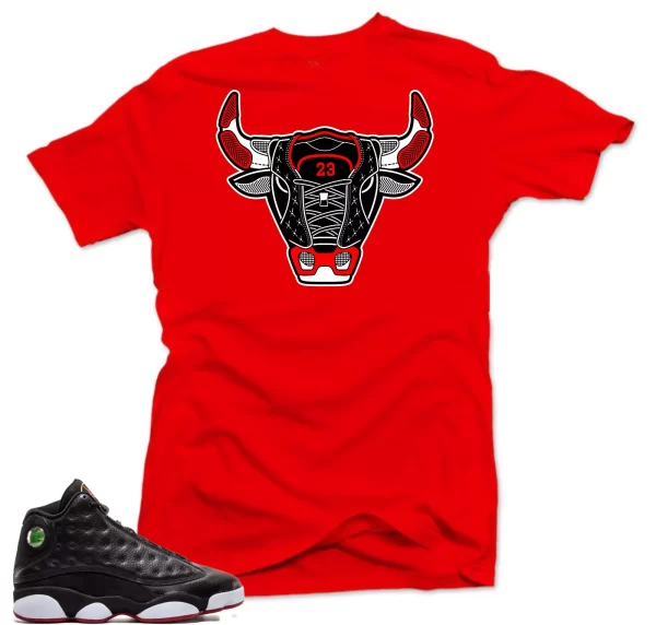 Shirt to match Air Jordan Retro 13 Playoffs 2017 sneakers Bull 13.Red Tee Jezsport.com