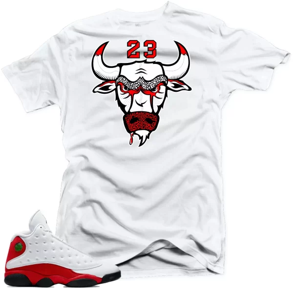 Shirt to Match Air Jordan 13 Chicago Sneakers Bull23 White Tee Jezsport.com