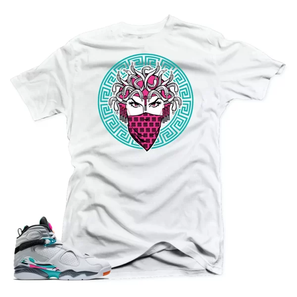 Shirt to Match Jordan 8 South Beach-Medusa 8 White Tee Jezsport.com