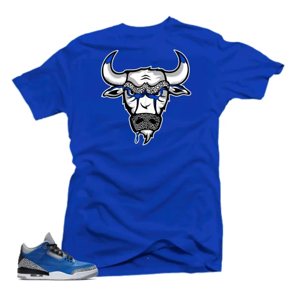 Shirt Match Jordan Retro 3 Varsity Royal Blue Cement- Bull 3 Royal Tee Jezsport.com