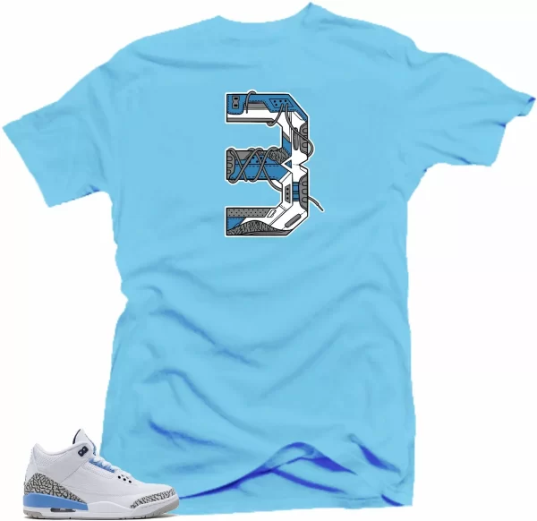 Shirt to Match Jordan Retro 3 UNC Cement Sneakers- 3 Tees Jezsport.com