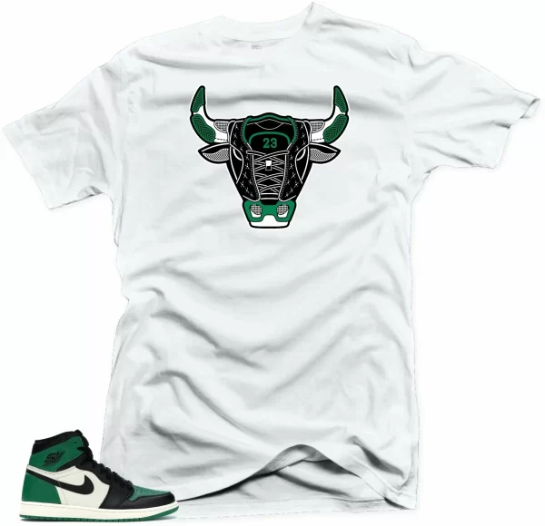 Shirt to Match Jordan Retro 1 Pine Green 2020- Bull 1 White Jezsport.com