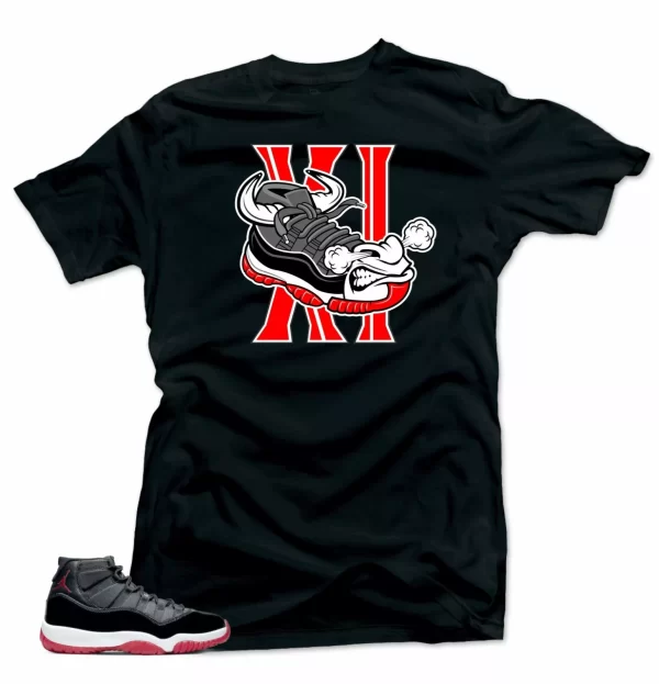 Shirt to Match Jordan 11 Bred 2019-Bull 11 Black Tee Jezsport.com