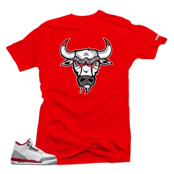 Shirt To Match Jordan 3 Cardinal Red Sneakers -Bull 3 Sneaker Tees Jezsport.com