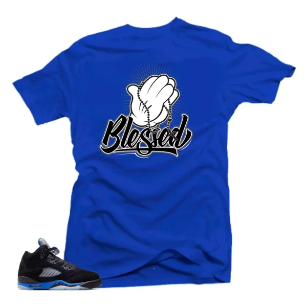 Shirts to Match Jordan 5 Racer Blue Sneakers.Blessed Tees Jezsport.com