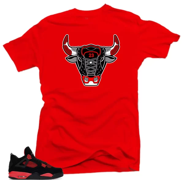 Shirt to Match Jordan 4 Red Thunder Bred Sneaker Shirts.Bull 4 Red tees Jezsport.com