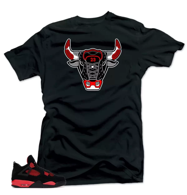 Shirt to Match Jordan 4 Red Thunder Bred Sneaker Shirts.Bull 4 Black tees Jezsport.com