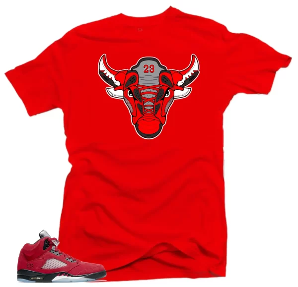 Shirt to Match Jordan Retro 5 Raging Bull Sneaker Shirts - Bull Red Tees Jezsport.com