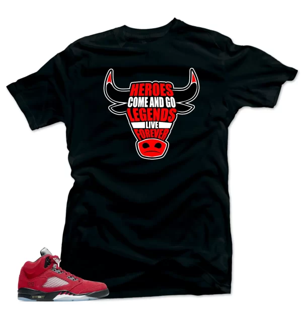 Shirt to Match Jordan Retro 5 Raging Bull Sneaker Shirts -Heroes Black Jezsport.com