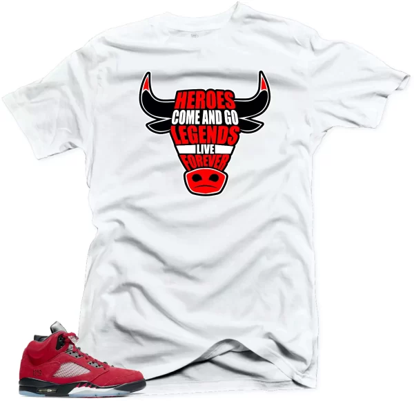 Shirt to Match Jordan Retro 5 Raging Bull Sneaker Shirts -Heroes White Jezsport.com