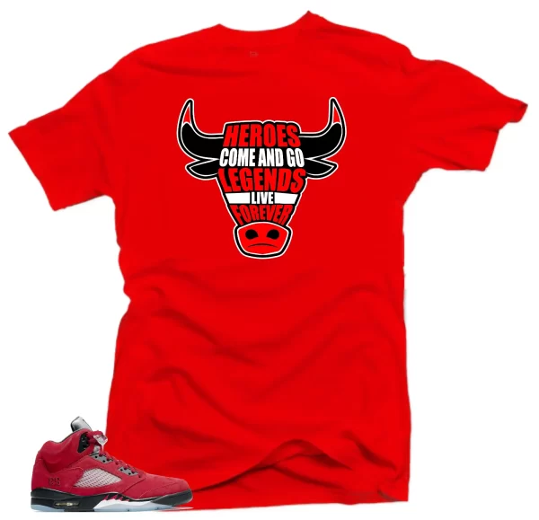 Shirt to Match Jordan Retro 5 Raging Bull Sneaker Shirts -Heroes Red Jezsport.com