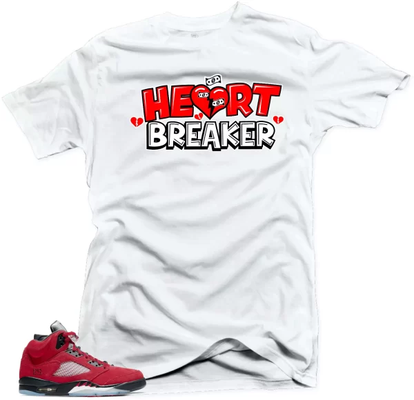 Shirt to Match Jordan Retro 5 Raging Bull Sneaker Shirts -Heart Breaker White Jezsport.com