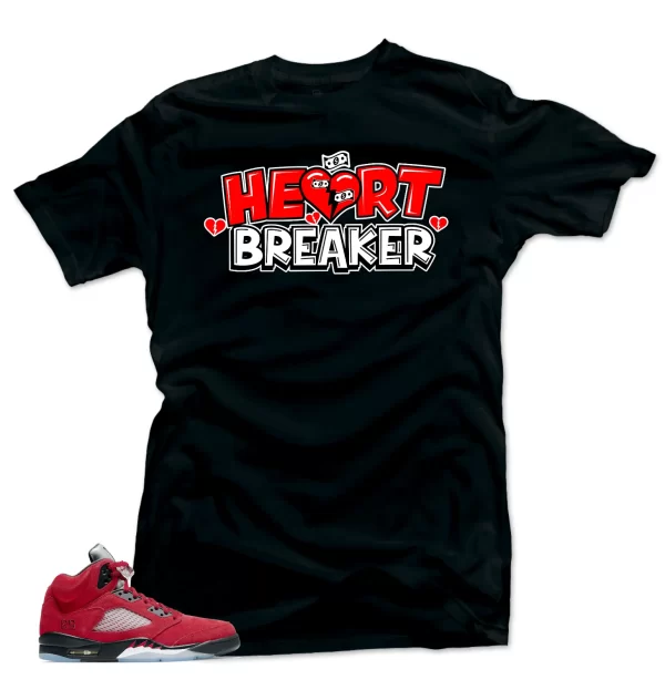 Shirt to Match Jordan Retro 5 Raging Bull Sneaker Shirts -Heart Breaker Black Jezsport.com