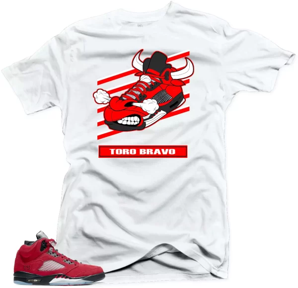 Shirt to Match Jordan Retro 5 Raging Bull Sneaker Shirts -Toro Bravo White Tees Jezsport.com