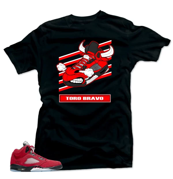 Shirt to Match Jordan Retro 5 Raging Bull Sneaker Shirts -Toro Bravo Black Tees Jezsport.com