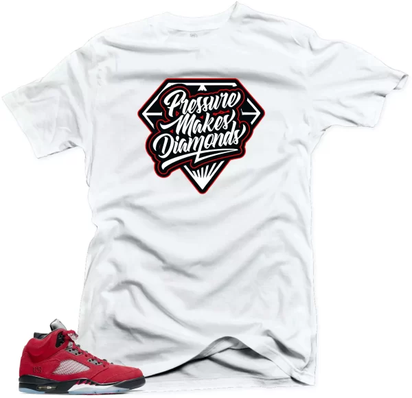 Shirt to Match Jordan Retro 5 Raging Bull Sneaker Tees-Diamonds White Tees Jezsport.com