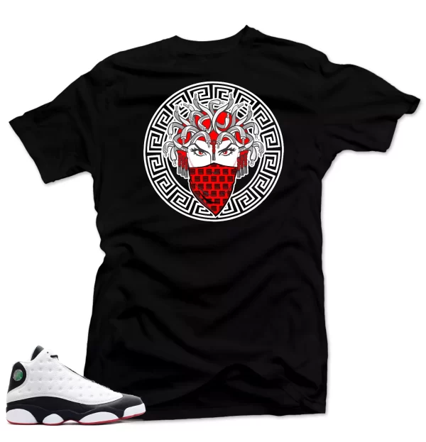 Shirt to Match Jordan 13 He Got Game Sneakers. Medusa Black Tee Jezsport.com